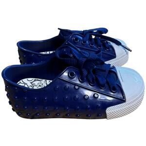 Mini Melissa Toddler Sneakers Shoe Blue Size 8 Boys Girls Studded Rubber Tie